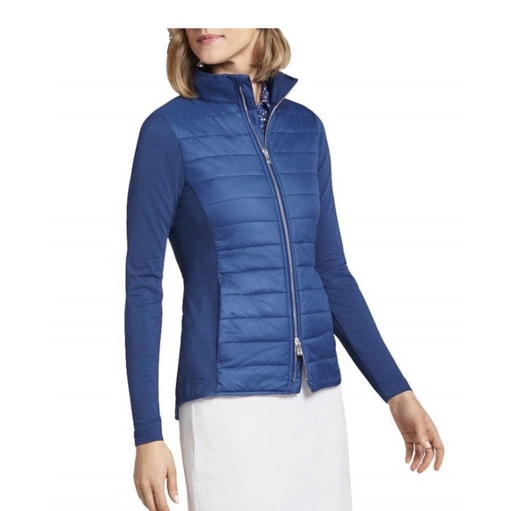 Peter Millar Madeline Hybrid Jacket Golf Quilted Jacket Large Blue Full Zip